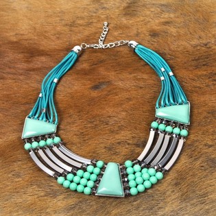 Collar de Lujo Estilo Ibiza Turquesa (1 ud)