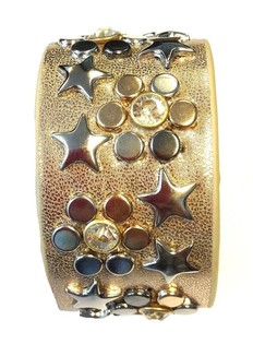 Pulsera Ancha de Lujo Taupe con Tachuelas (1 ud)