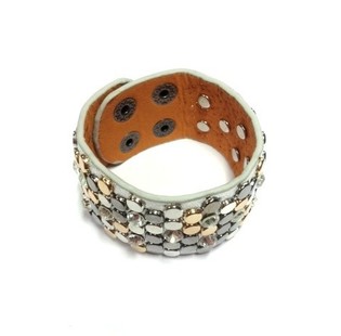 Pulsera Ancha de Lujo Tachuelas Plateadas (1 ud.)
