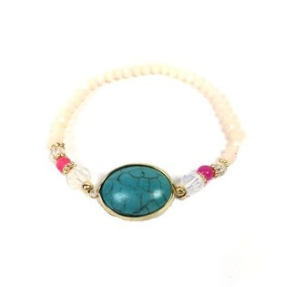 Pulsera blanca estilo Ibiza con piedra (1 ud.)