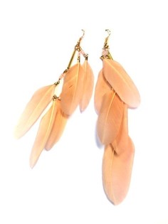 Pendientes con plumas color naranja/salmón (1 ud.)