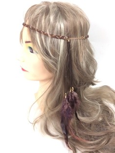 Diadema Trenzada con Plumas Marrón - Estilo Ibiza (1 ud)