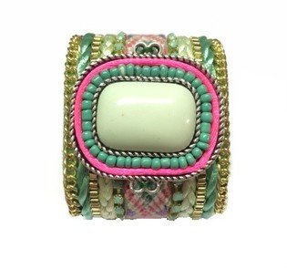 Pulsera ancha con piedra menta (1 ud)
