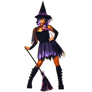 DISFRAZ DE BRUJA NEGRO/MORADO PARA NIÑOS - TALLA 164