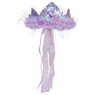 CORONA PÚRPURA CON PLUMAS Y CINTA (12 uds.)