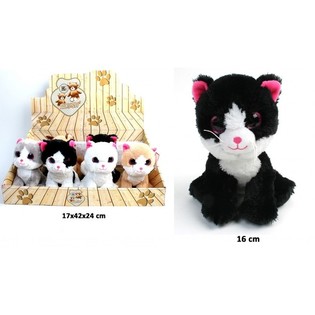PELUCHE GATO, DISEÑOS MIXTOS 16 CM - EN EXPOSITOR (12 ud.)
