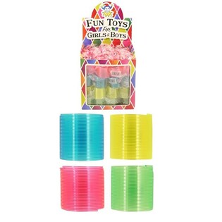 Mini muelles m&aacute;gicos de colores &Oslash;3 cm en expositor (72 uds)