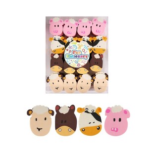 GOMAS DE BORRAR ANIMALES DE GRANJA (48 uds.)