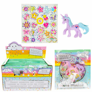 UNICORNIO DE BOLSILLO - UNICORNIO + PEGATINAS EN BOLSA DE REGALO - EN EXPOSITOR (24 ud.)