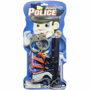 SET DE POLICÍA EN TARJETA - PISTOLA CON 3 VENTOSAS Y ESPOSAS (6 uds.)