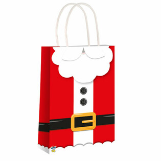 Bolsas de Papel Pap&aacute; Noel con Asas - 14x21x7cm - 24 Unidades