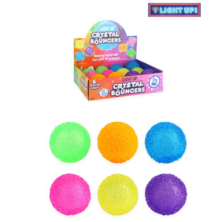 PELOTA SALTARINA DE CRISTAL LUMINOSA. DI&Aacute;METRO: 5 CM. - COLORES MIX - EN DISPLAY (12 ud.)