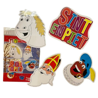 SINTERKLAAS SINT & PIET - JUEGO DE 4 CARTELES DE DECORACIÓN DOBLE CARA (6 uds.)