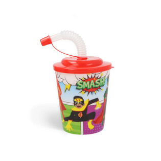 Vaso para Bebidas / Granizados con Pajita - Superhero (12 uds.)